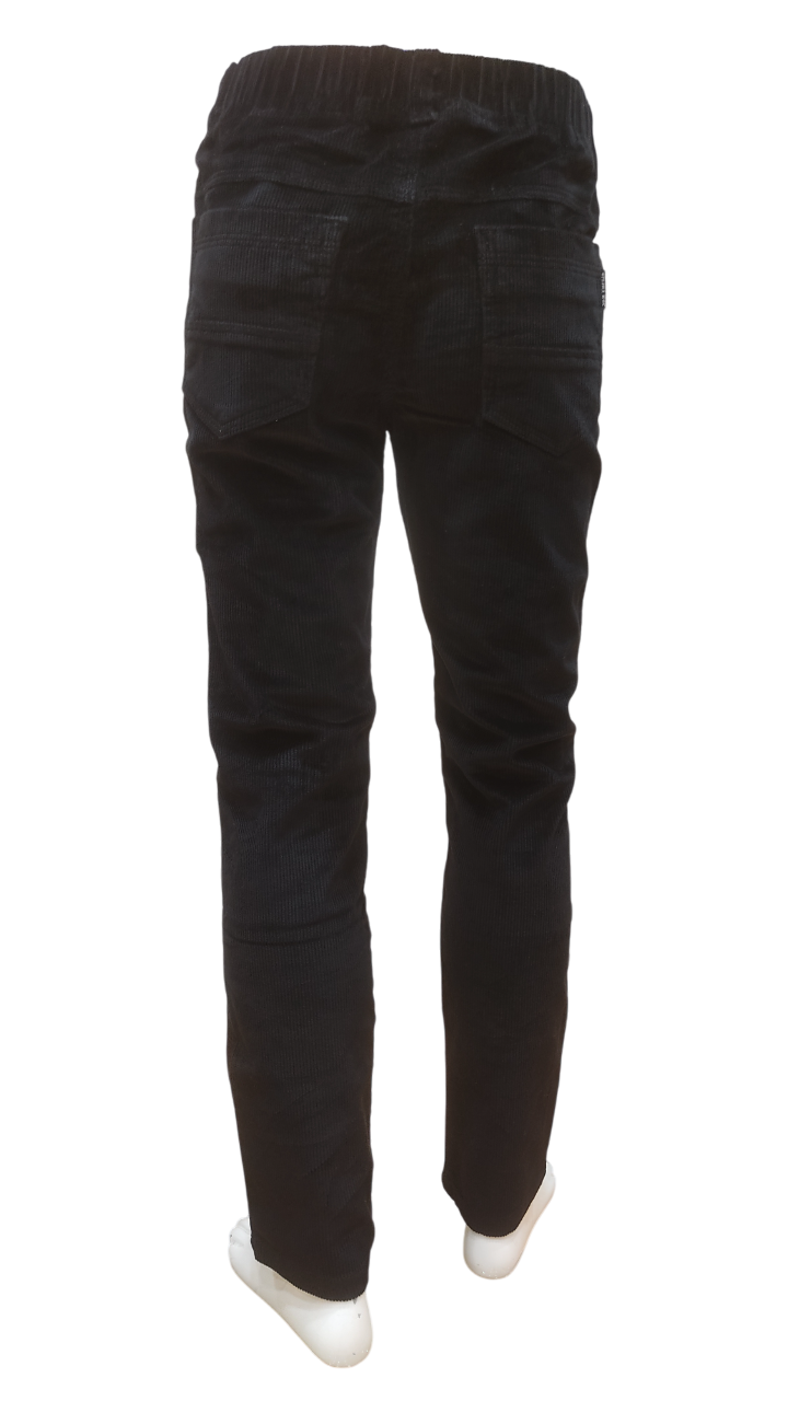 Boys Black Corduroy Round Elastic Fancy Trouser