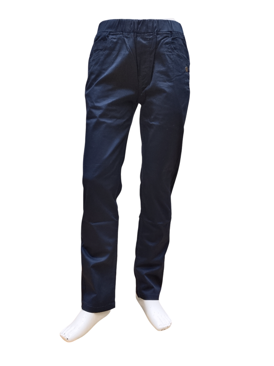 Boys Navy Blue Round Elastic Cotton Pant