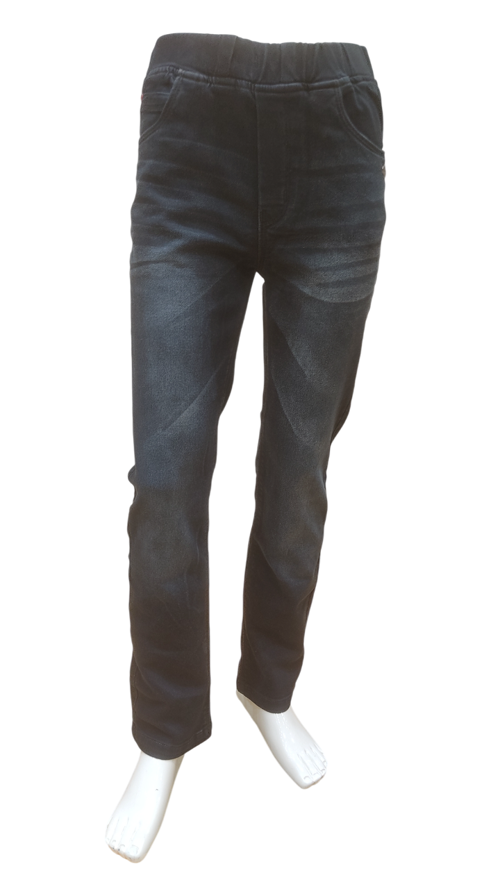 Boys Black Elastic Waist Fancy Jeans