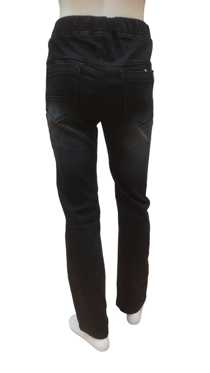 Boys Black Elastic Waist Fancy Jeans