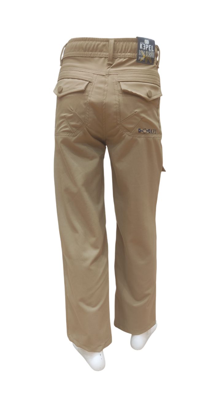 Boys Khaki Elastic Waist Fancy Cotton Cargo Pant