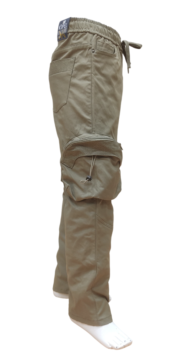 Boys Pista Green Fancy Elastic Waist Cargo Pant