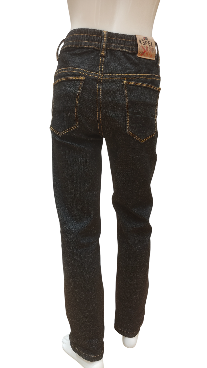 Boys Black Elastic Waist Fancy jeans