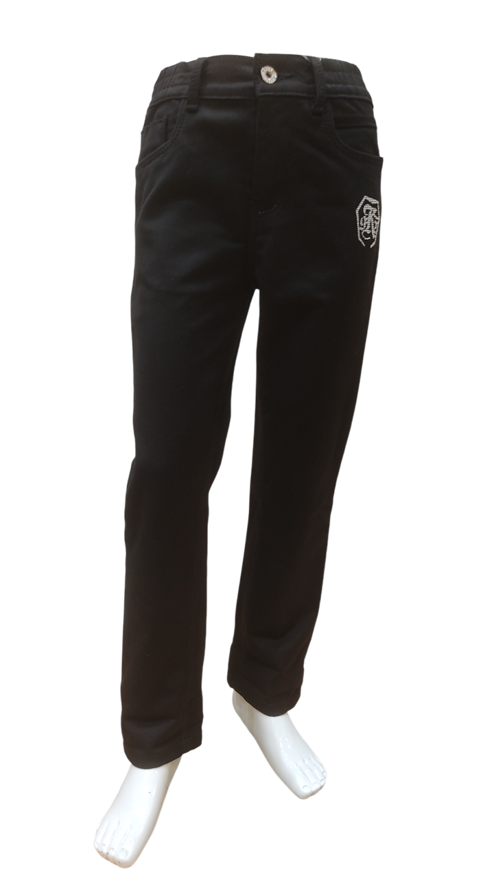 Boys Black Elastic Waist Fancy jeans
