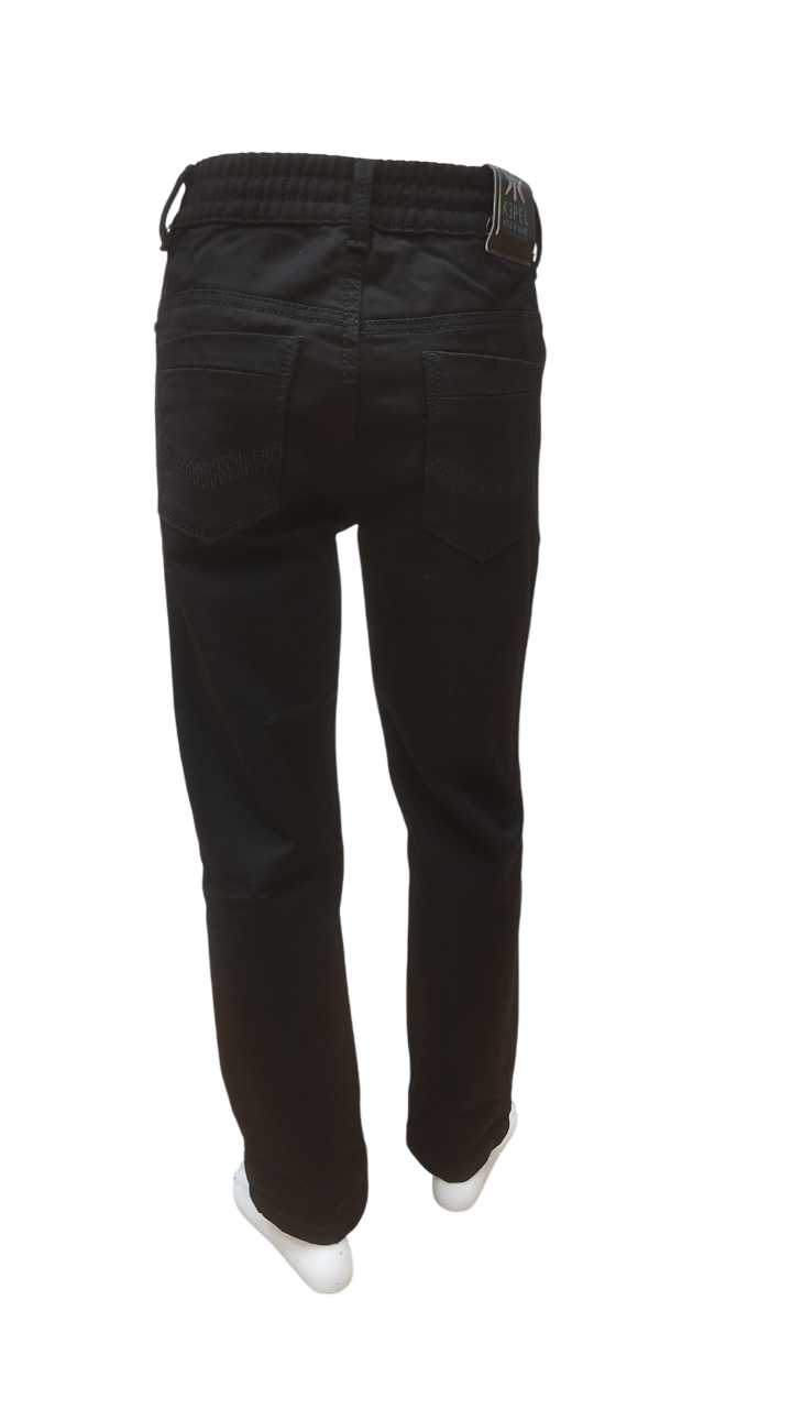 Boys Black Elastic Waist Fancy jeans