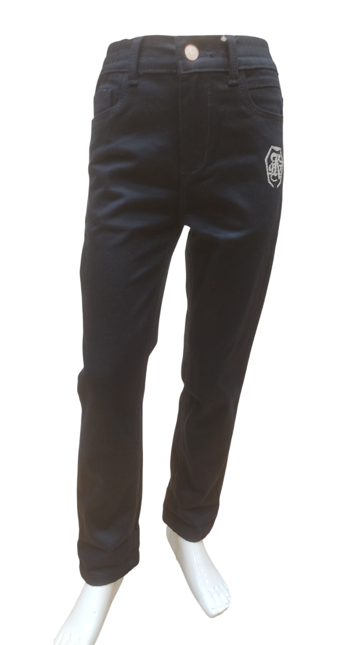 Boys Navy Blue Elastic Waist Fancy jeans
