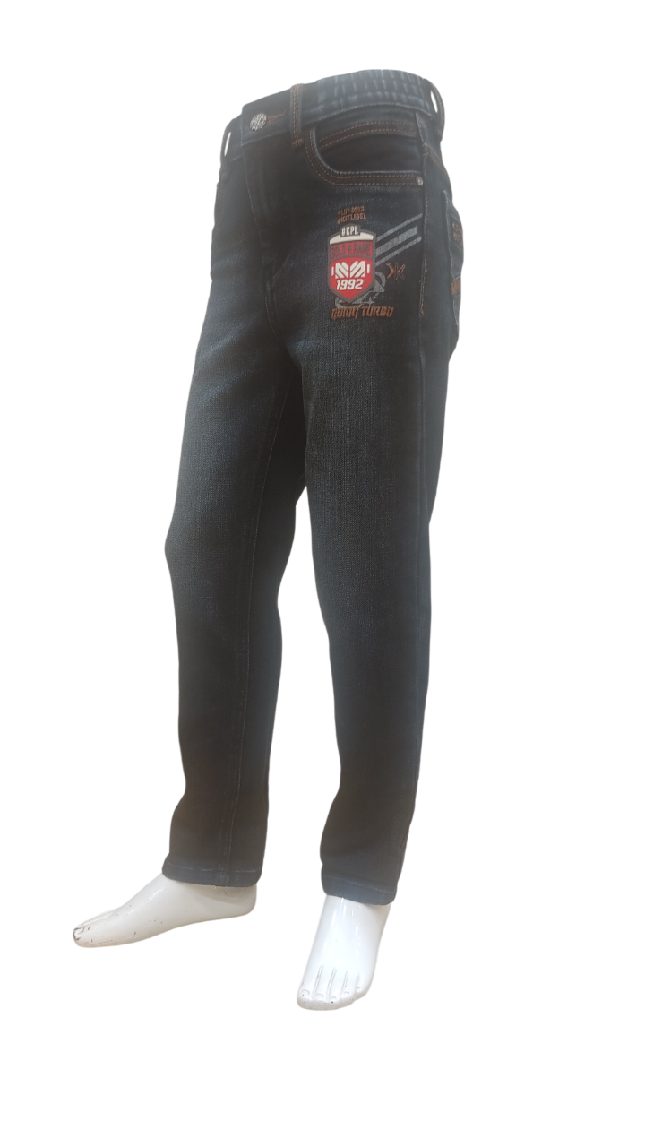 Boys Dark Blue Elastic Waist Fancy Denim Jeans