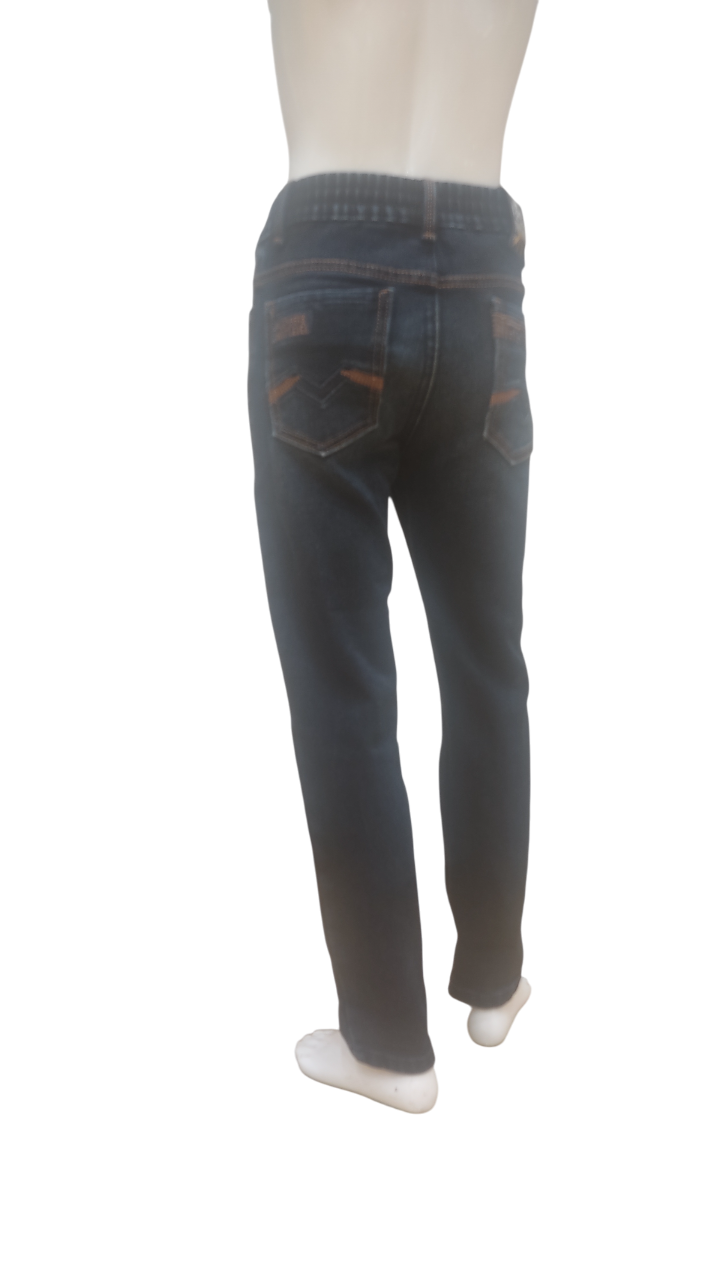 Boys Dark Blue Elastic Waist Fancy Denim Jeans