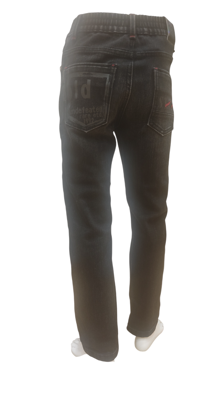 Boys Black Elastic Waist Fancy Denim Jeans