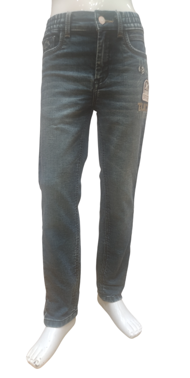 Boys Dark Blue Elastic Waist Fancy Denim Jeans