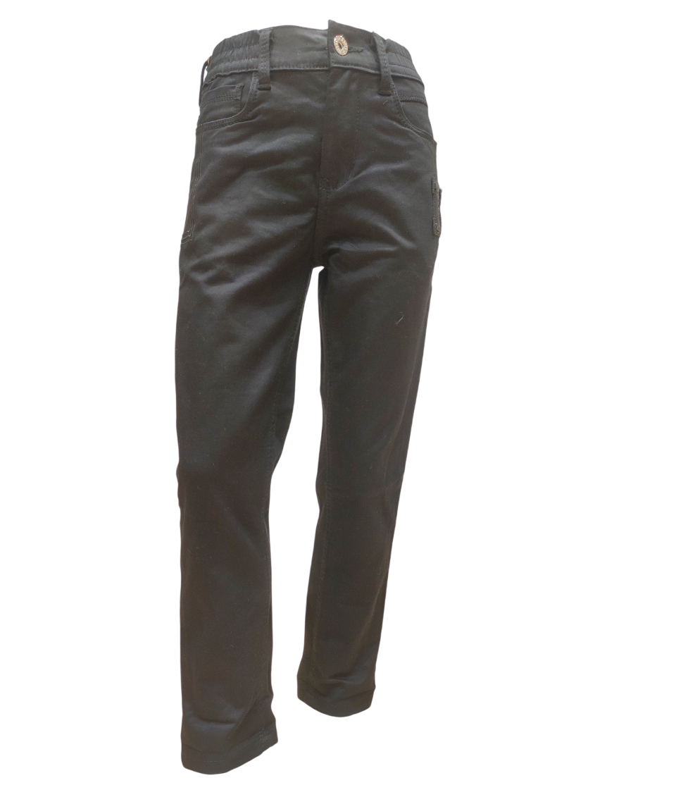 Boys Black Elastic Waist Fancy Denim Jeans