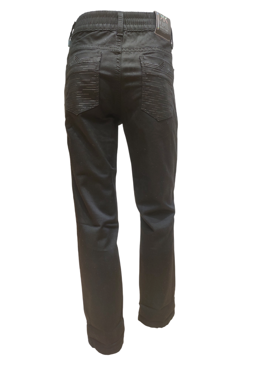 Boys Black Elastic Waist Fancy Denim Jeans