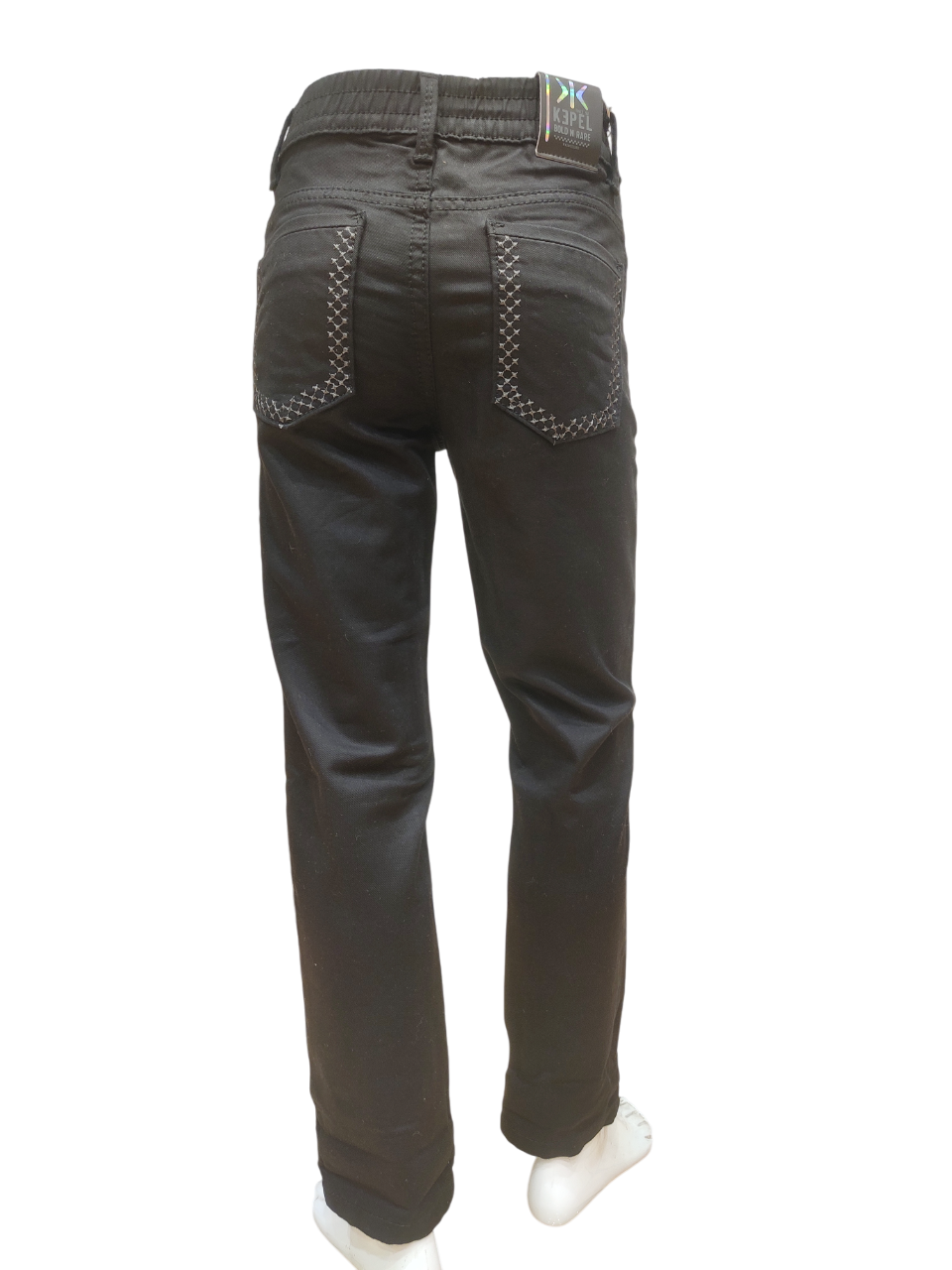 Boys Black Elastic Waist Fancy Denim Jeans