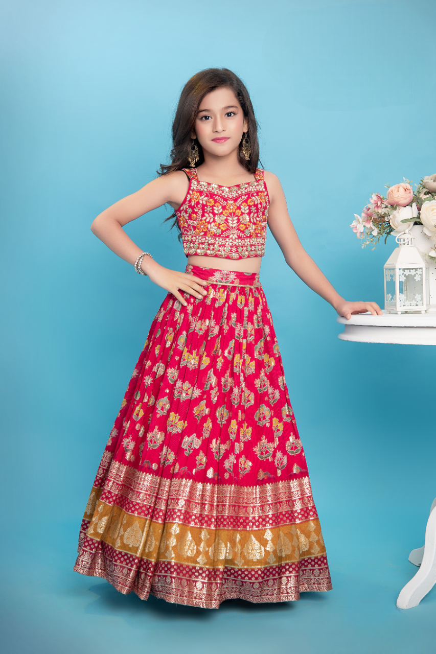 Girls Rani Traditional Fancy Choli Suit With Dupatta
