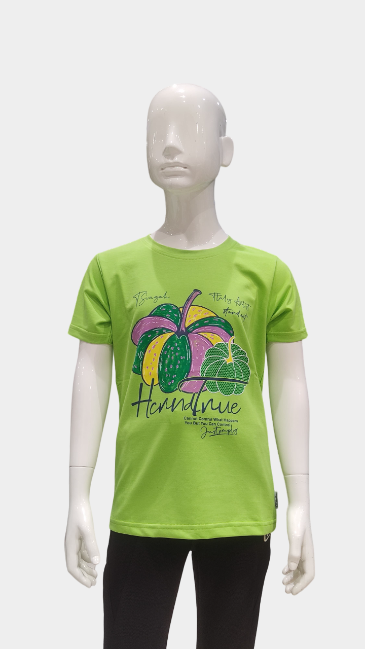Boys Lemon Half Sleeve Fancy Printed T-Shirt
