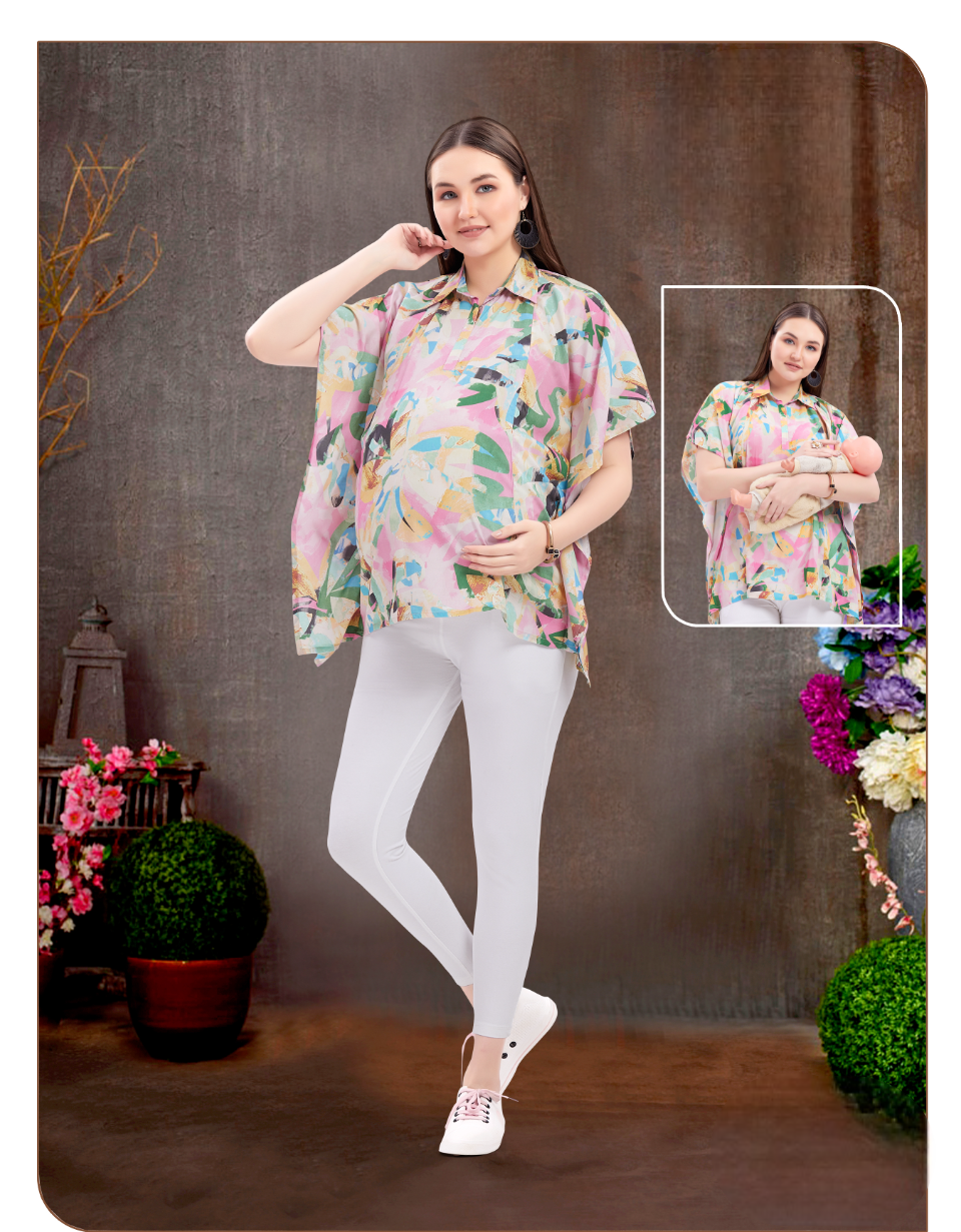 Women's Pink Printed Feeding Top