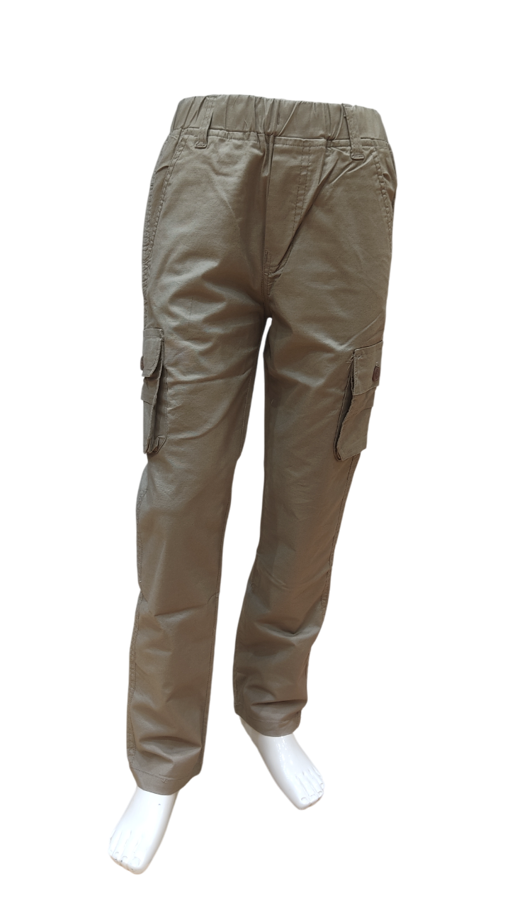 Boys Sement Elastic Waist Fancy Cotton Cargo Pant