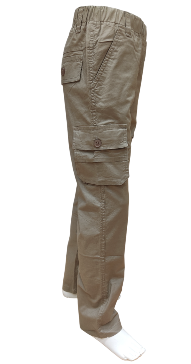 Boys Sement Elastic Waist Fancy Cotton Cargo Pant
