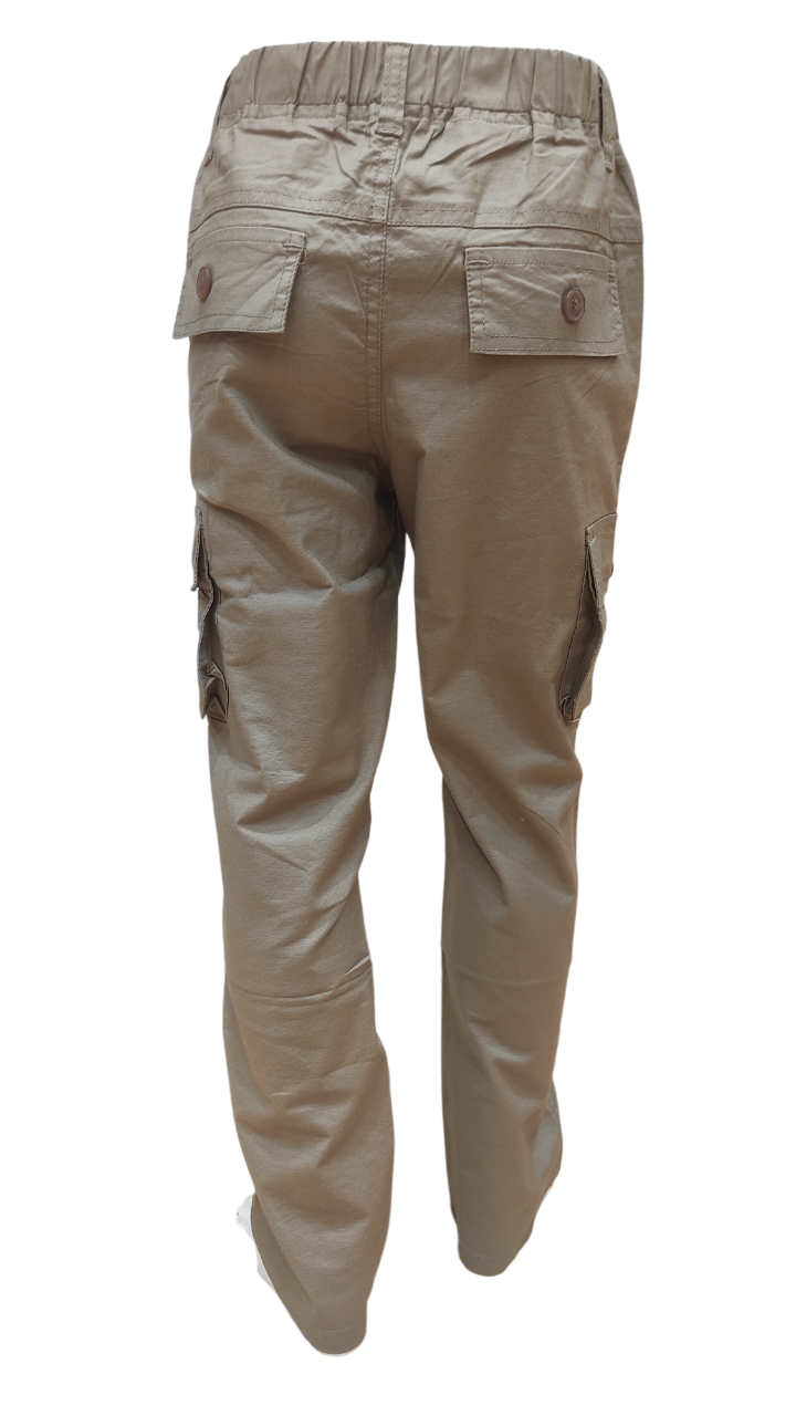 Boys Sement Elastic Waist Fancy Cotton Cargo Pant