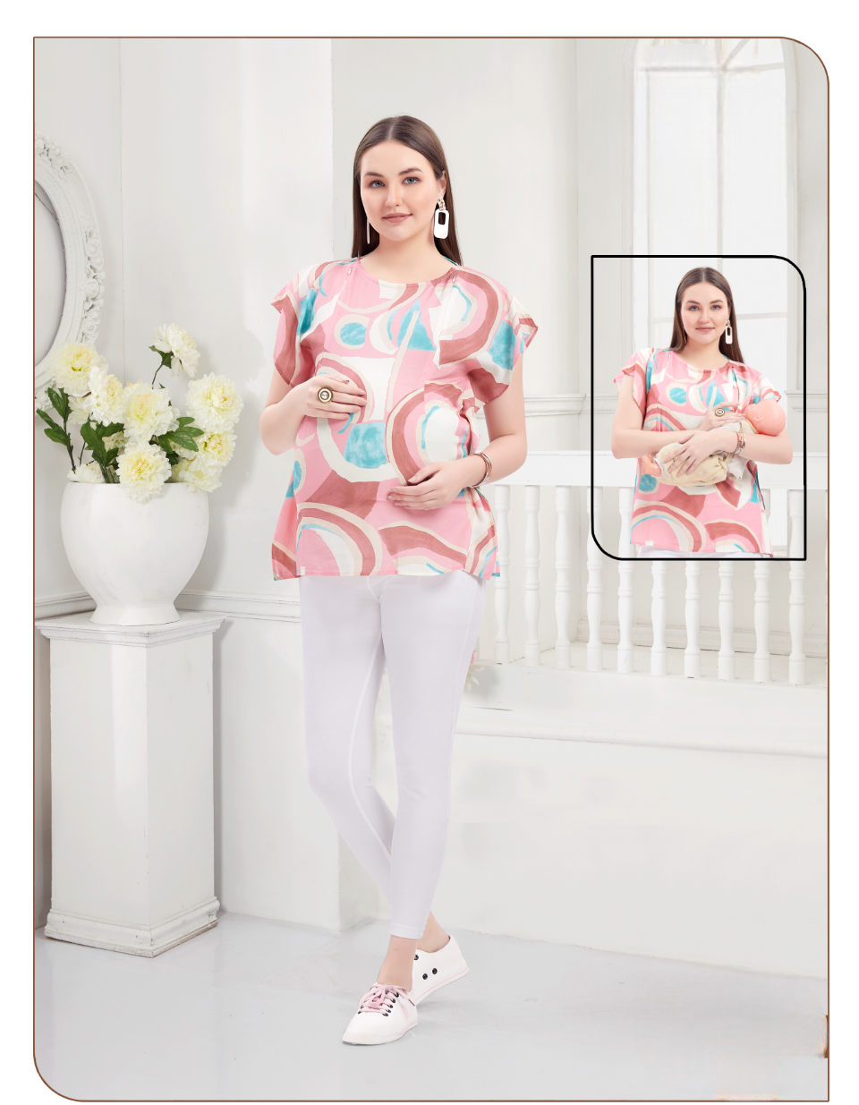 Women's Pink Printed Feeding Top