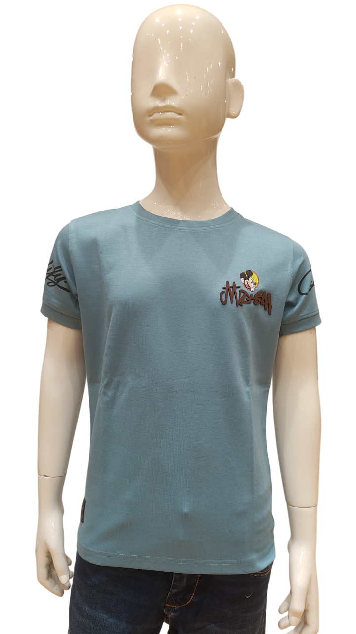 Boys Blue Half Sleeve Printed Fancy T-Shirt