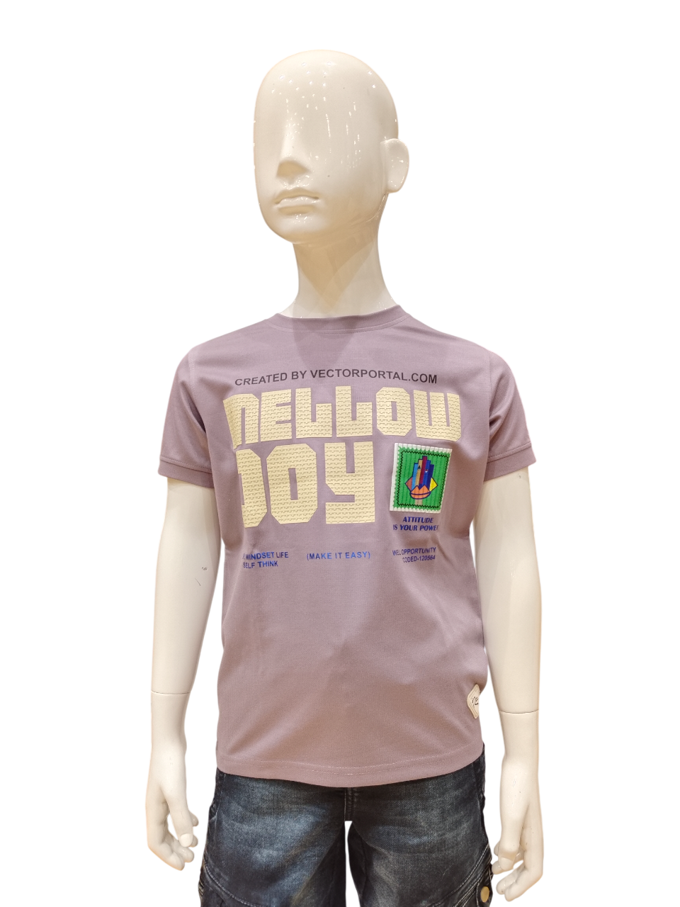 Boys Onion Pink Half Sleeve Round Neck Fancy Printed T-Shirt