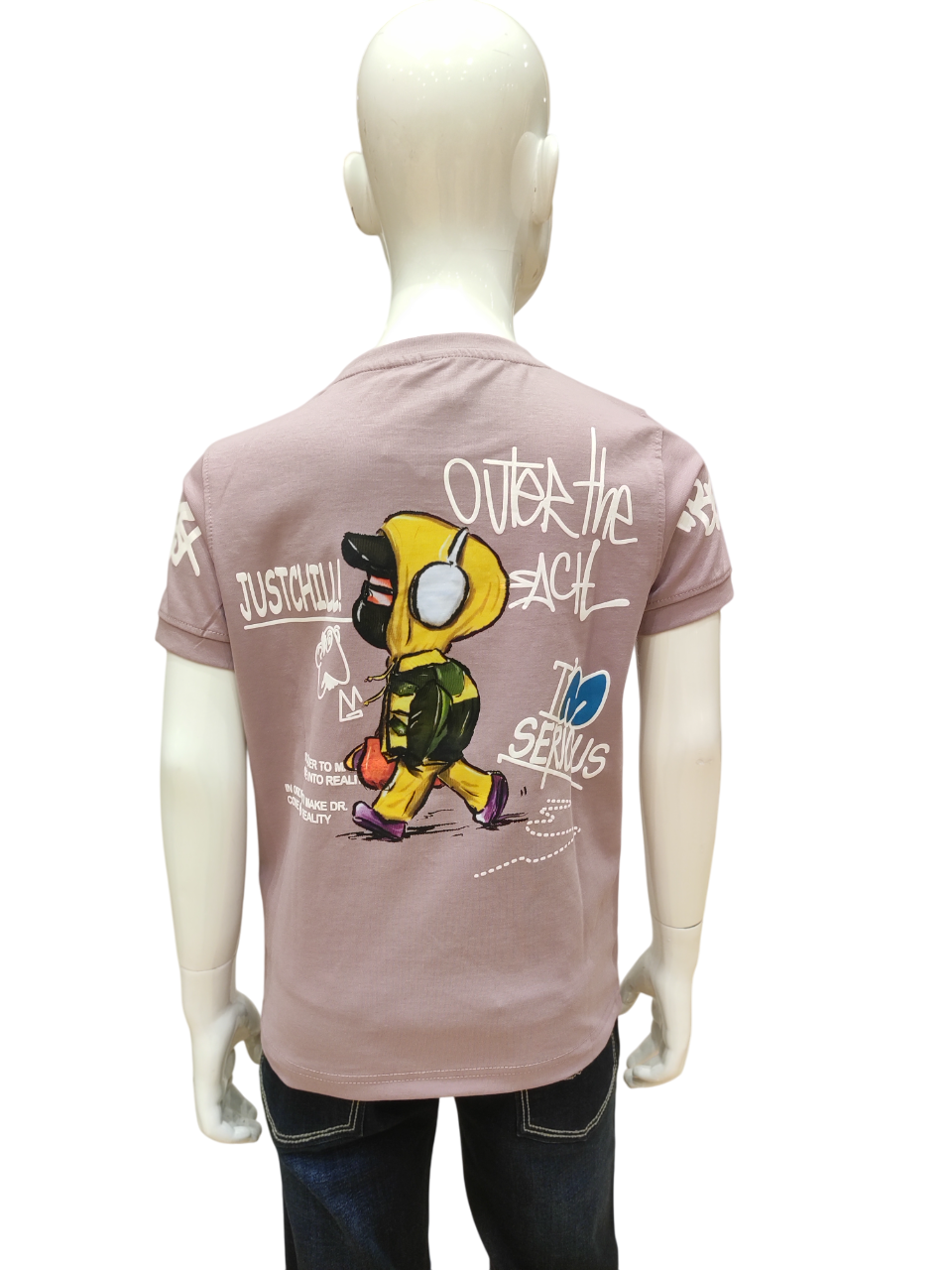 Boys Onion Pink Round Neck Half Sleeve Fancy Printed T-Shirt