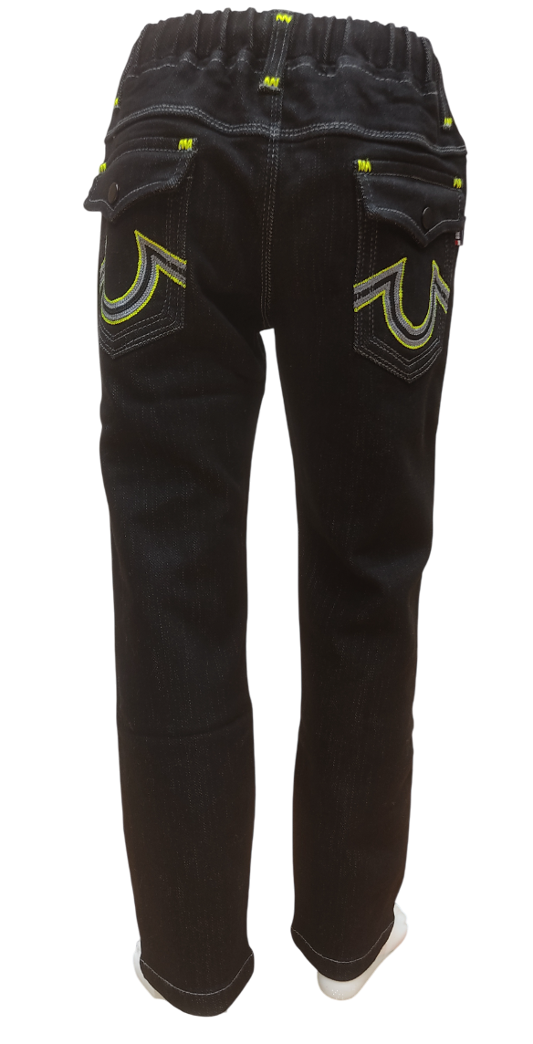 Boys Black Elastic Waist Fancy Jeans