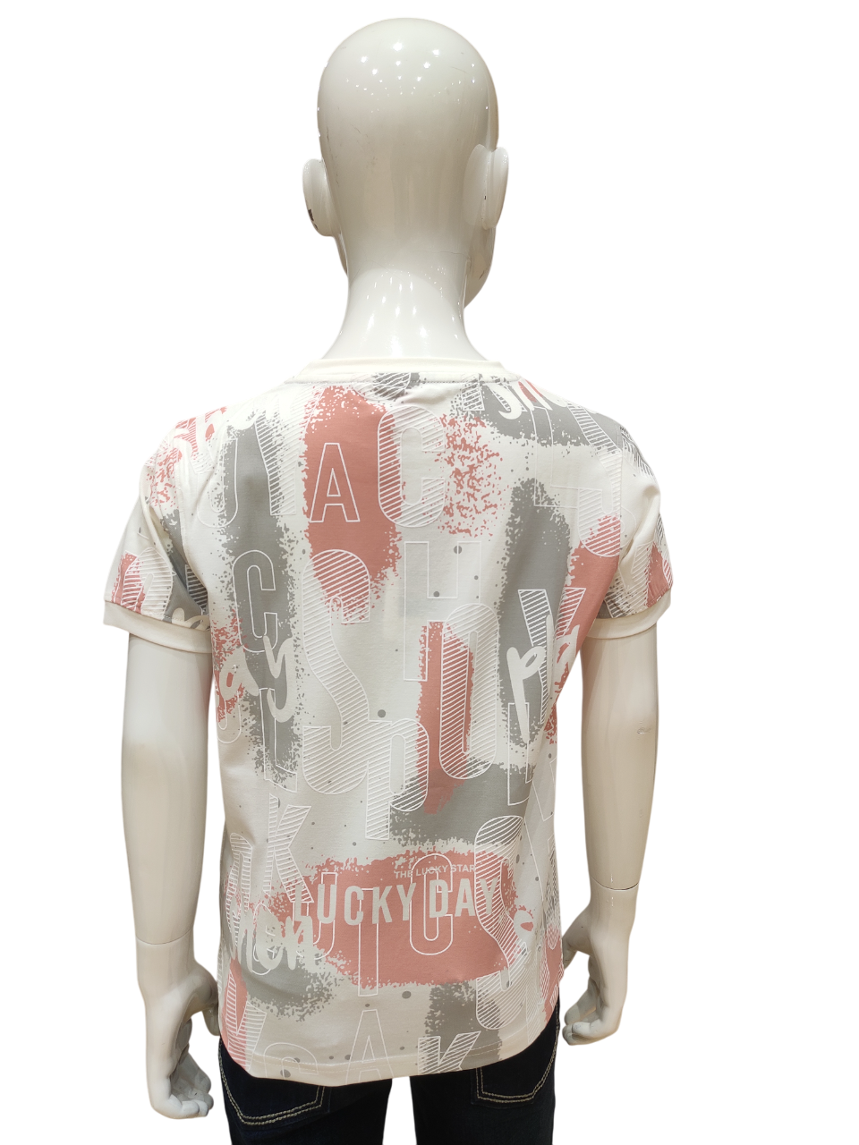 Boys Fawn Round Neck Half Sleeve Fancy Printed T-Shirt