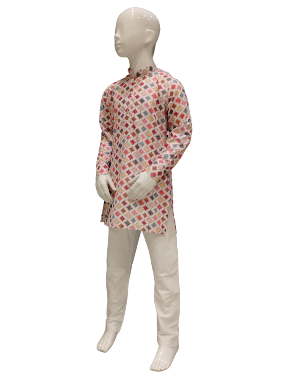 Boys Red Printed Designer Full Sleeve Traditional Kurta Suit