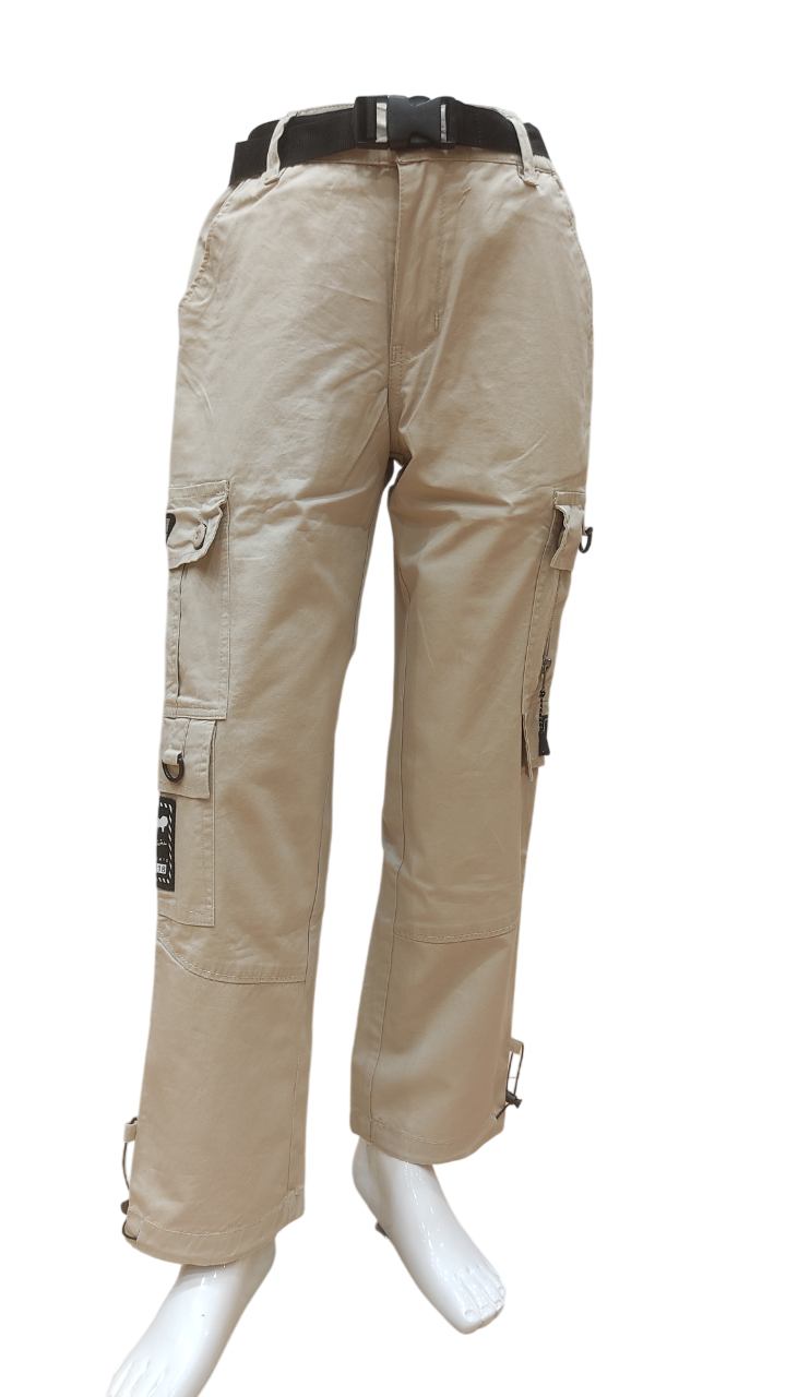 Boys Fawn Elastic Waist Fancy Cargo Pant