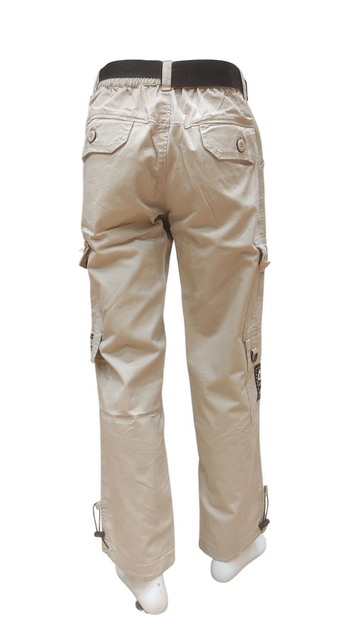 Boys Fawn Elastic Waist Fancy Cargo Pant