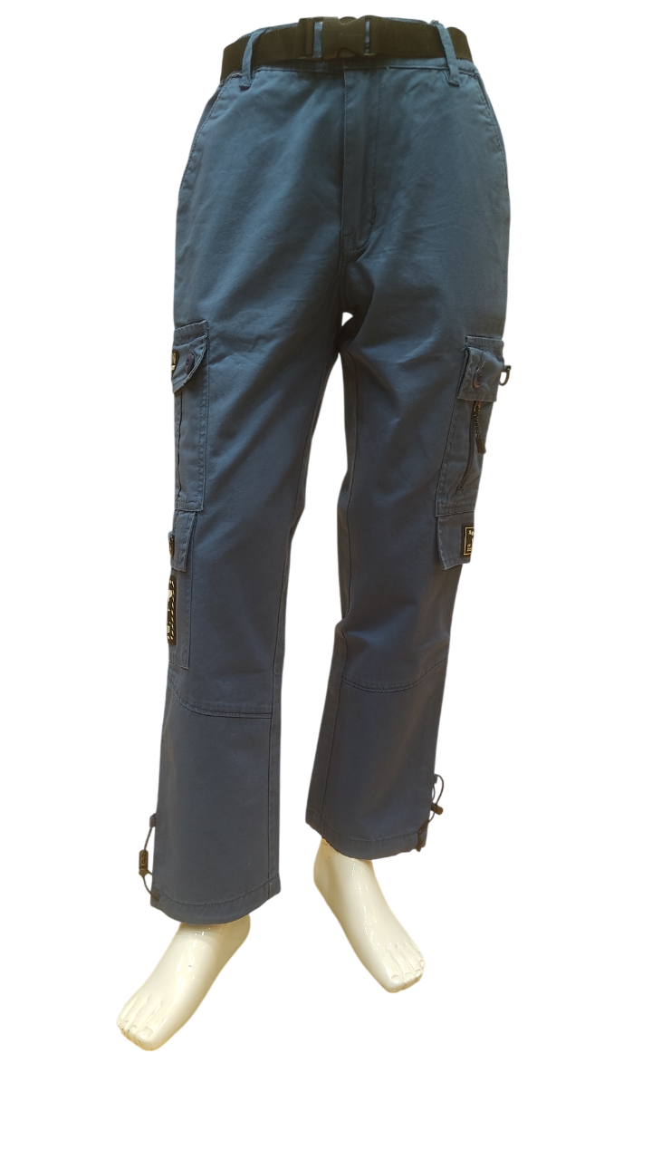 Boys Iris Blue Elastic Waist Fancy Cargo Pant