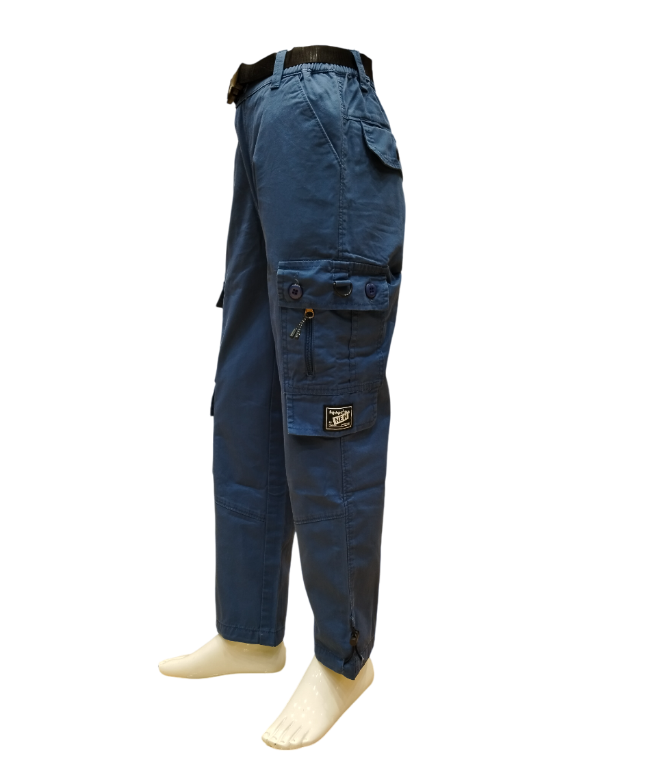 Boys Blue Fancy Elastic Waist Cargo Pant