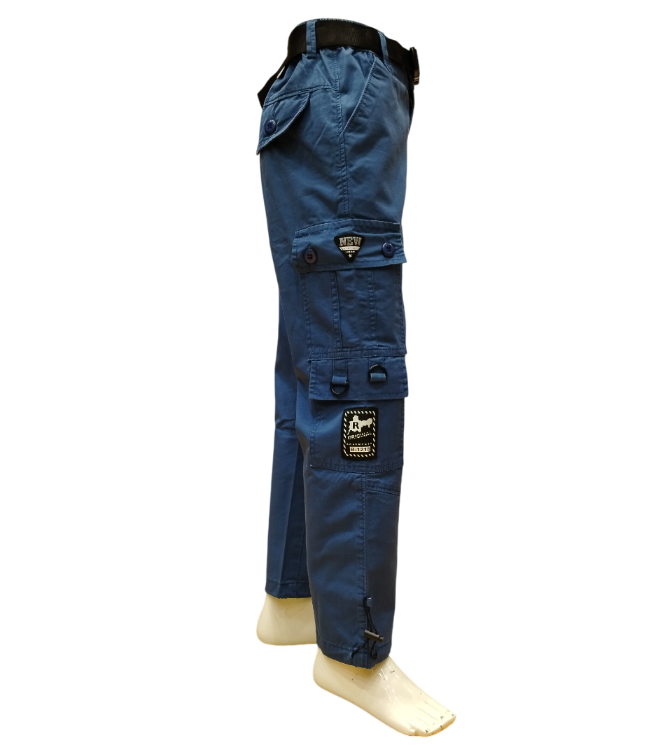 Boys Blue Fancy Elastic Waist Cargo Pant