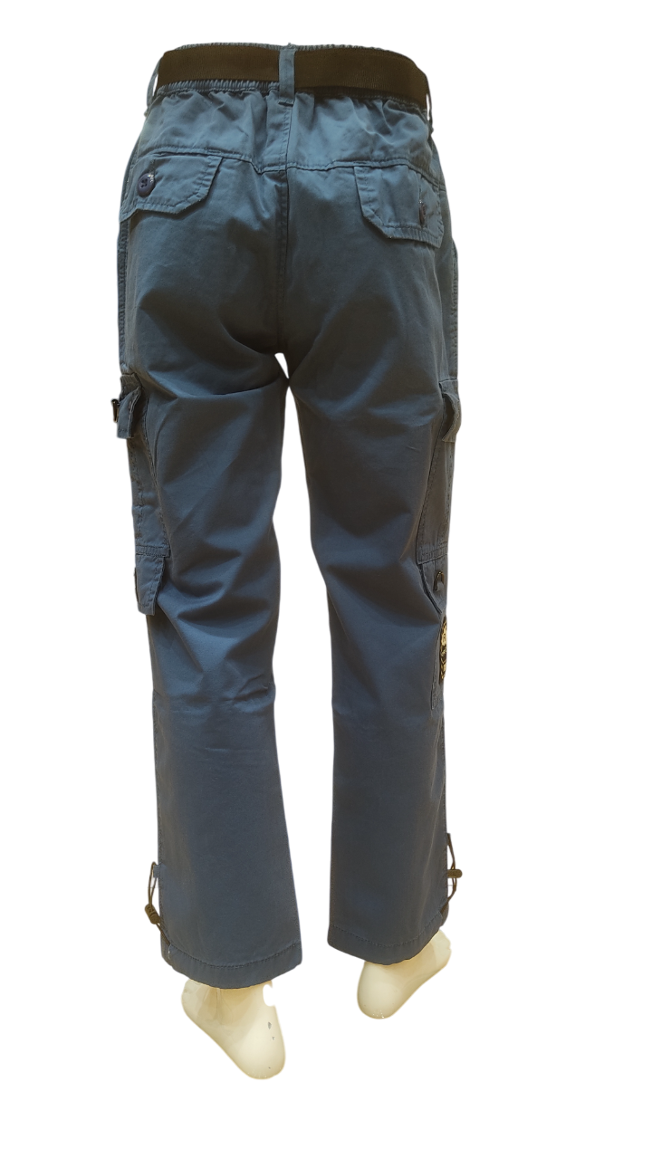 Boys Iris Blue Elastic Waist Fancy Cargo Pant