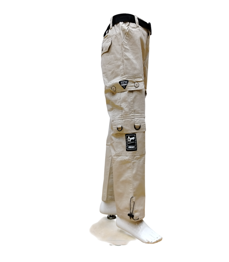 Boys Fawn Fancy Elastic Waist Cargo Pant