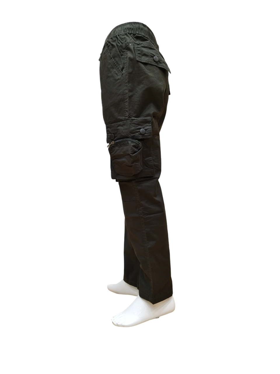 Boys Olive Round Elastic Fancy Cotton Cargo