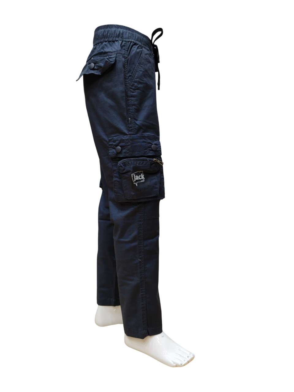 Boys Dark Grey Round Elastic Fancy Cotton Cargo