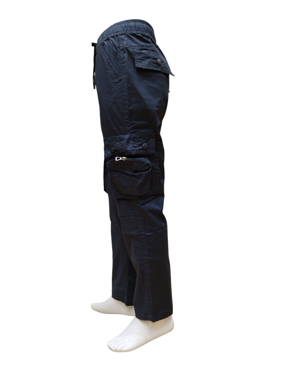 Boys Dark Grey Round Elastic Fancy Cotton Cargo