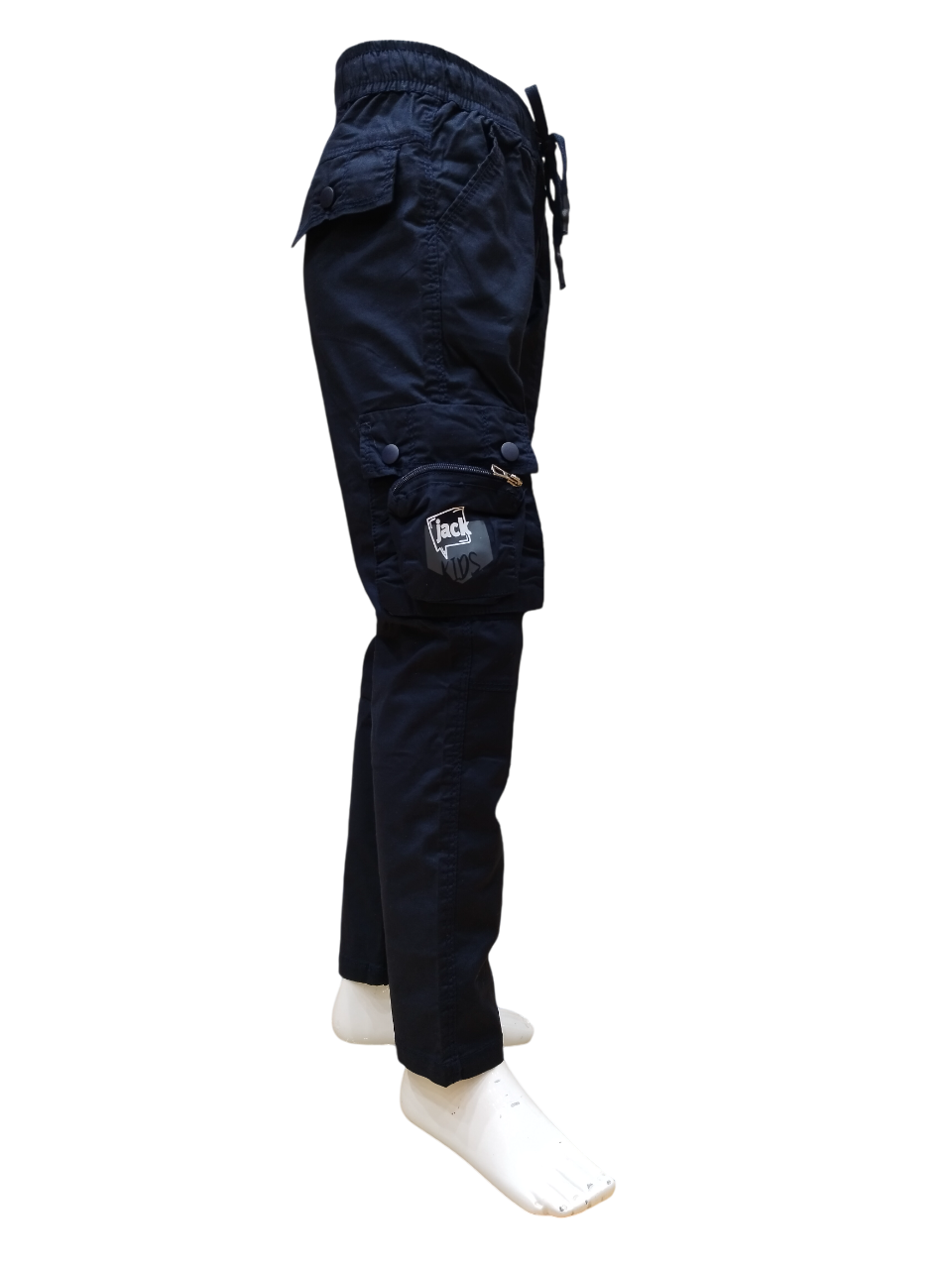 Boys Navy Blue Round Elastic Fancy Cotton Cargo