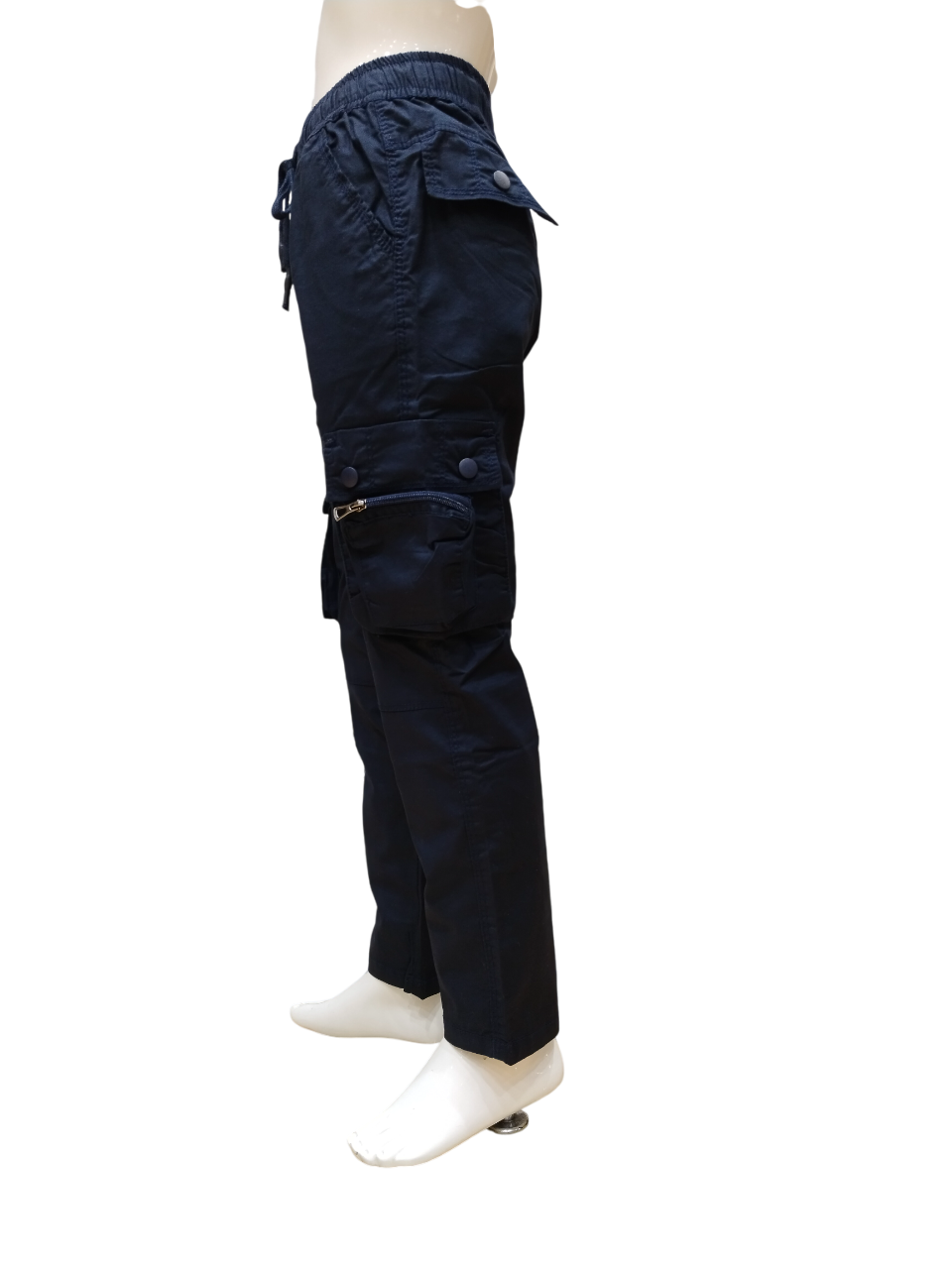 Boys Navy Blue Round Elastic Fancy Cotton Cargo