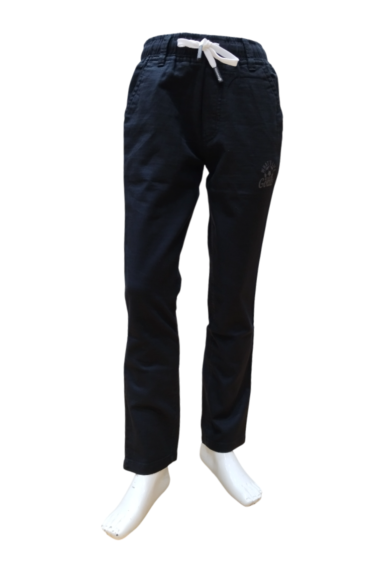 Boys Black Elastic Waist Fancy Full Pant