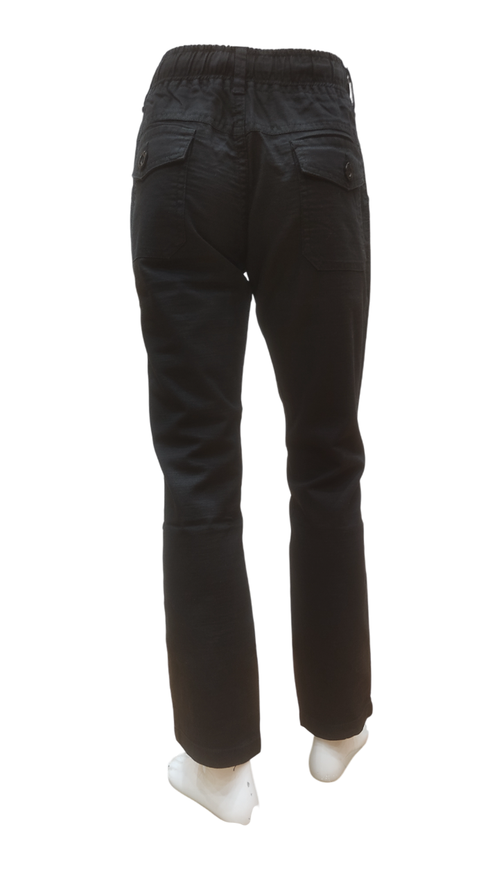 Boys Black Elastic Waist Fancy Cotton Pant