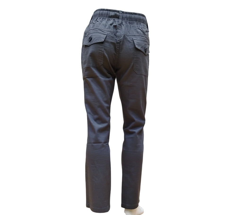 Boys Grey Elastic Waist Fancy Full Pant