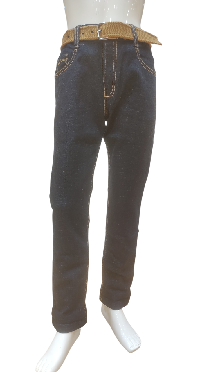 Boys Black Elastic Waist Fancy Denim Jeans