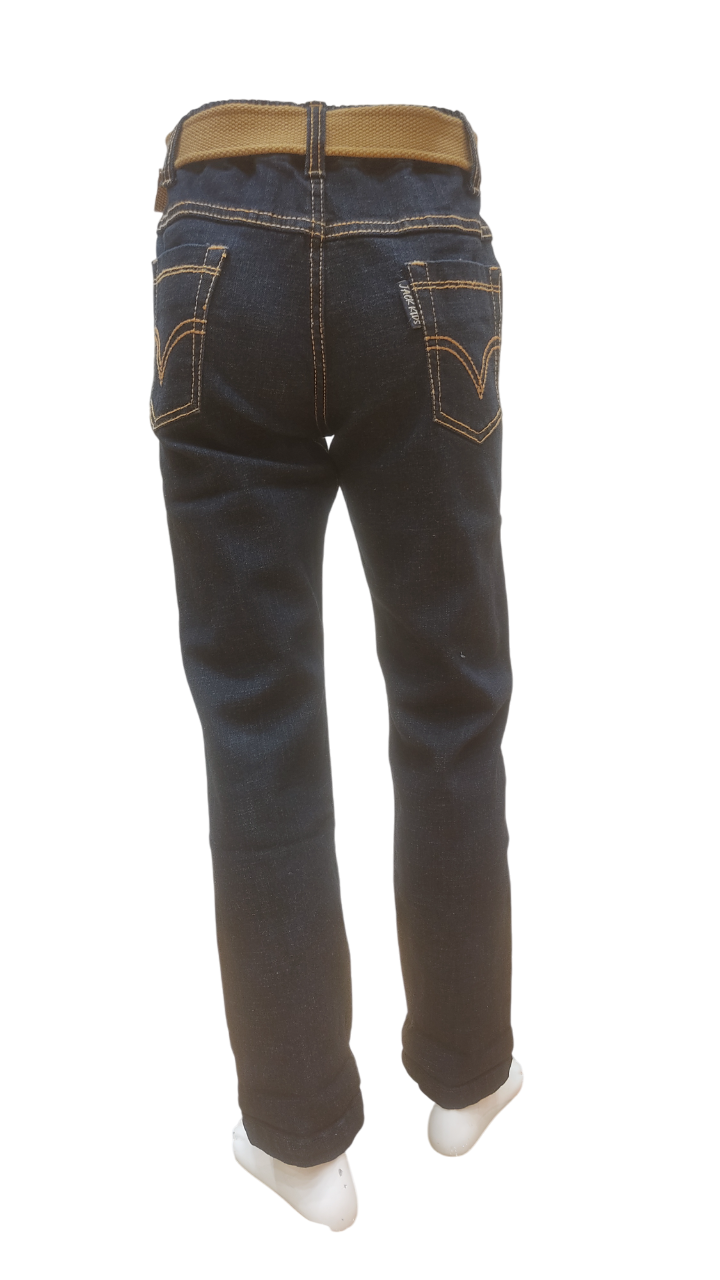 Boys Black Elastic Waist Fancy Denim Jeans