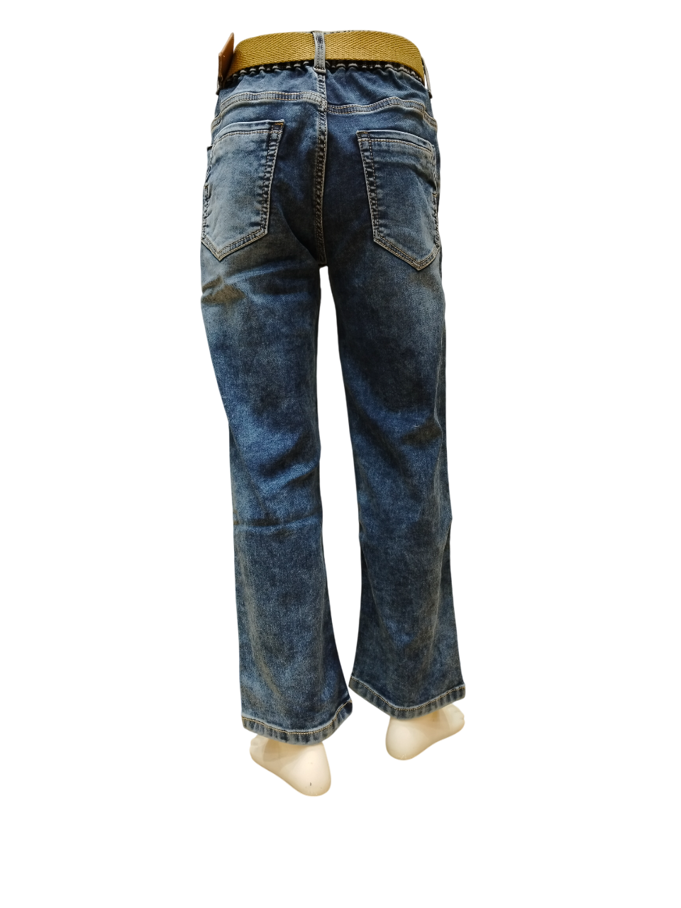 Boys Ice Wash Round Elastic Fancy Jeans