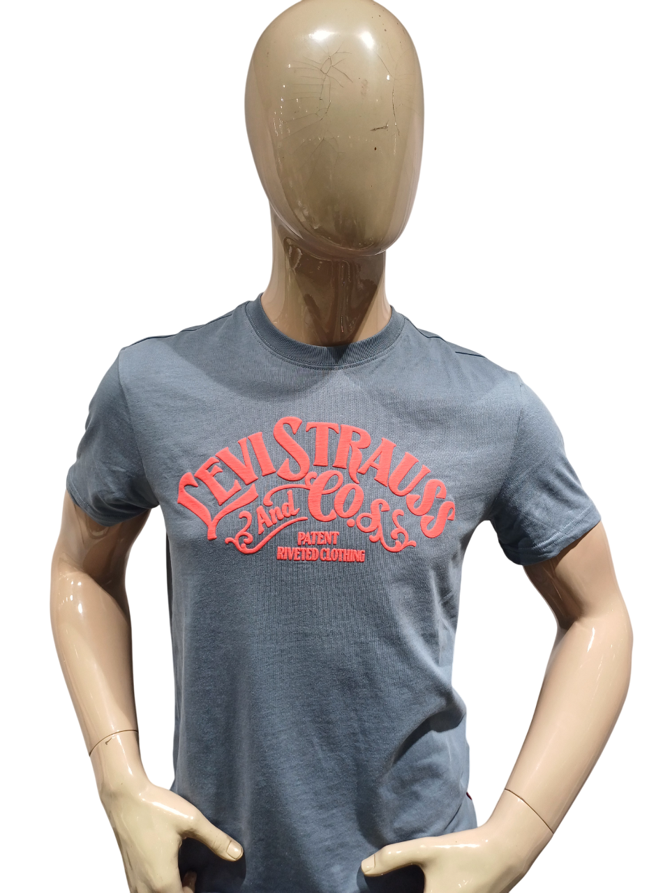 Mens Blue Round Neck Half Sleeve Fancy T-Shirt