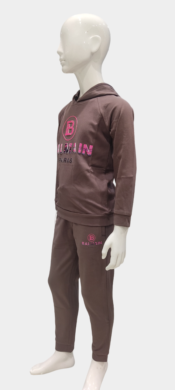 Boys Brown Full Sleeve T-Shirt With Track Pant Co-Ordinates Set